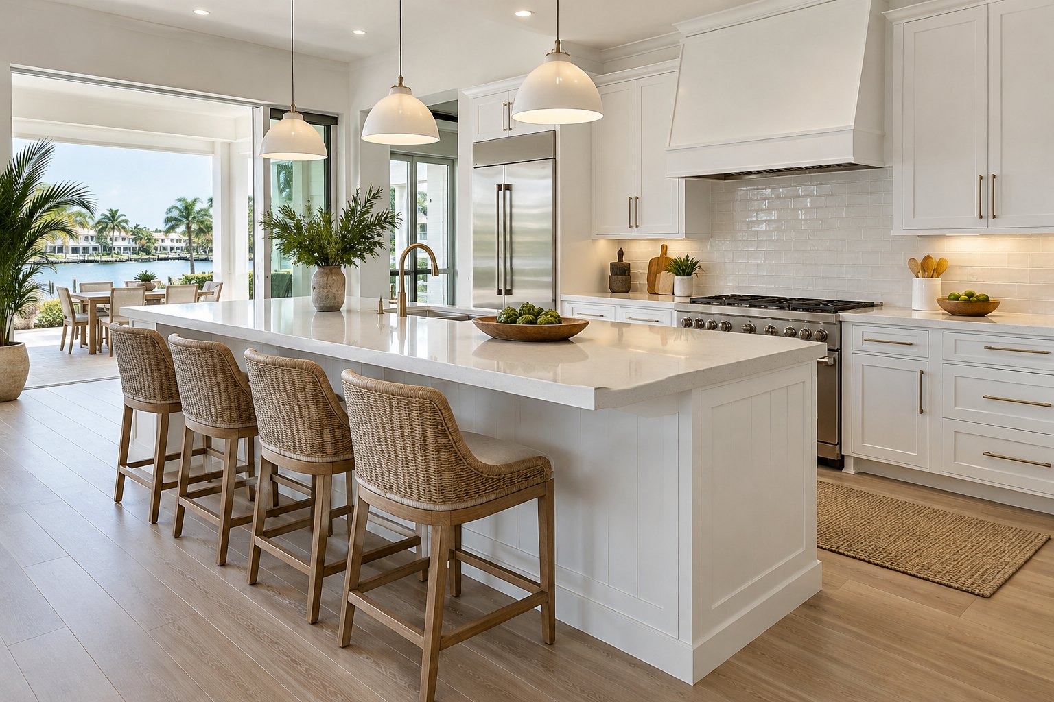 An updated kitchen in a Florida home, illustrative